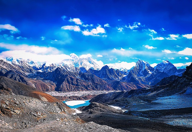 Panoramic view of the Himalayas, majestic mountains